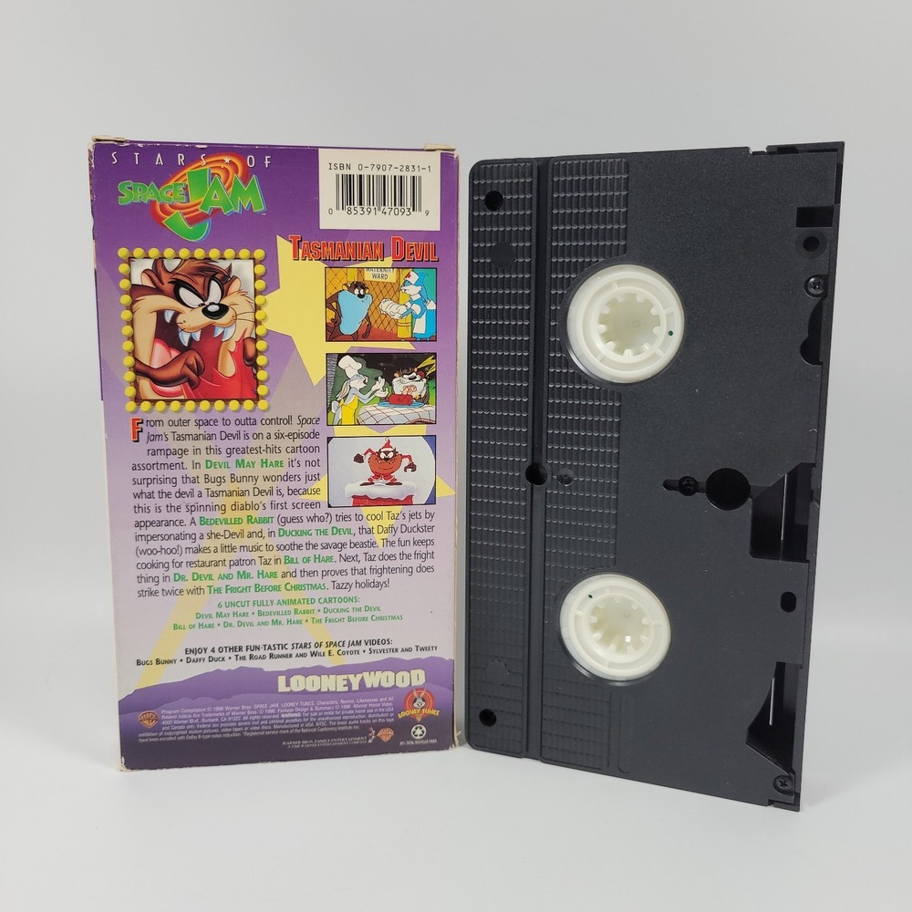 Stars of Space Jam Tasmanian Devil Cartoons VHS Tape 1996 Warner Bros - Picture 2 of 2